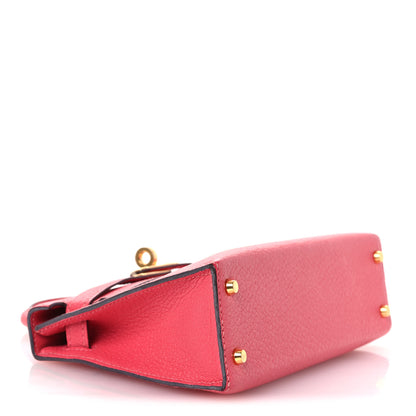 Hermes Chevre Mysore Mini Kelly Sellier 20 Rose Lipstick 3 of 14