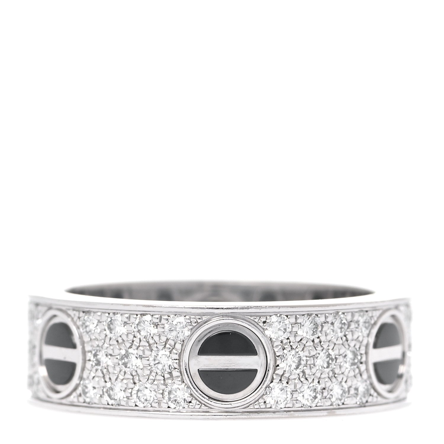 Cartier 18K White Gold Diamond Ceramic LOVE Paved Ring 56 7.5 1 of 6