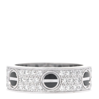 Cartier 18K White Gold Diamond Ceramic LOVE Paved Ring 56 7.5 1 of 6