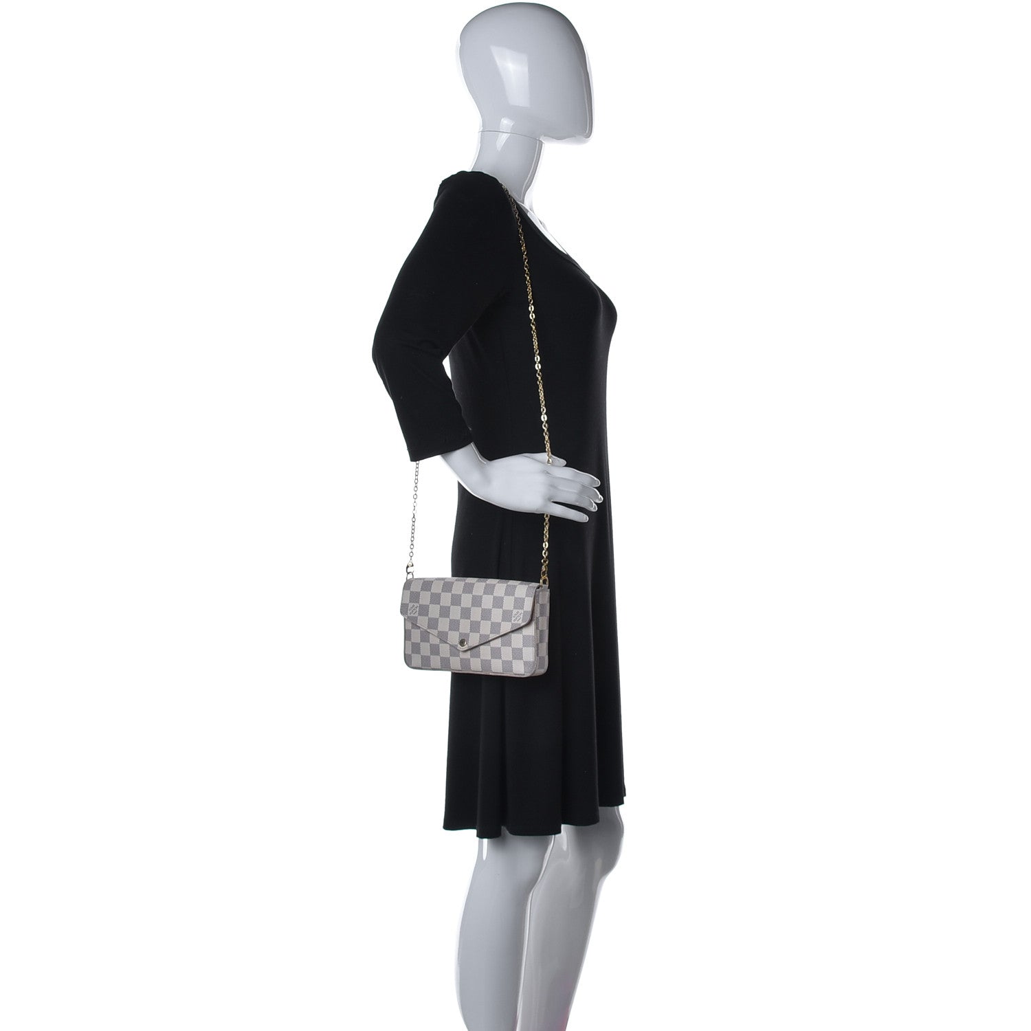 Louis Vuitton Damier Azur Pochette Felicie Chain Wallet Rose Ballerine 3 of 18