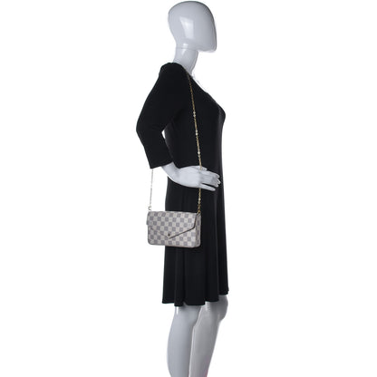 Louis Vuitton Damier Azur Pochette Felicie Chain Wallet Rose Ballerine 3 of 18