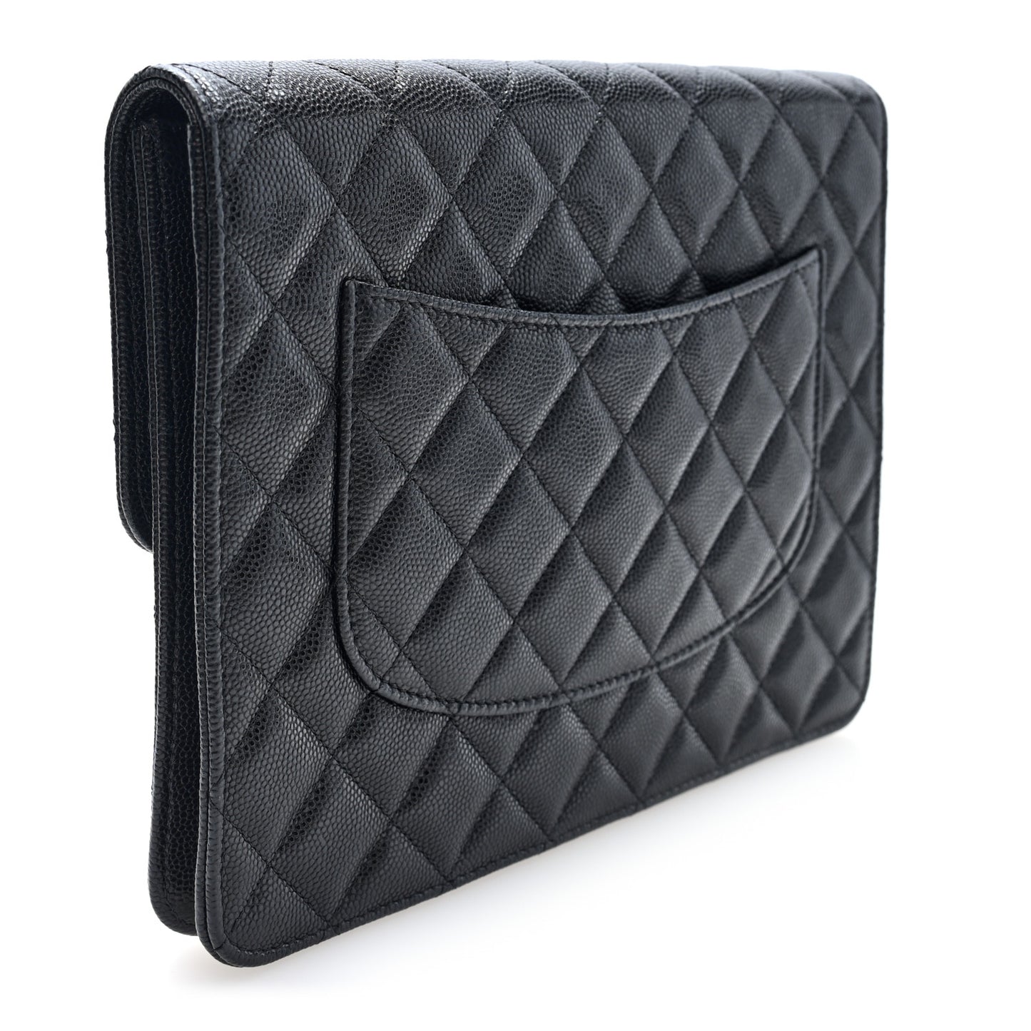 Caviar Quilted Square Flap Clutch Black