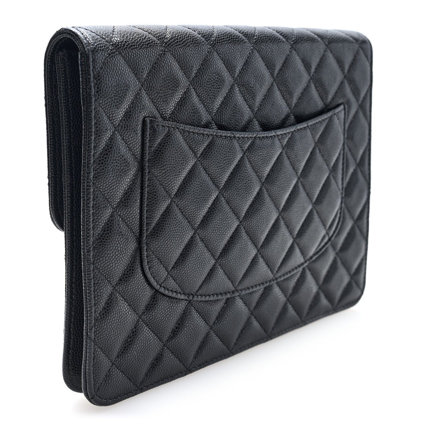 Chanel Caviar Quilted Square Flap Clutch Black 3 of 7