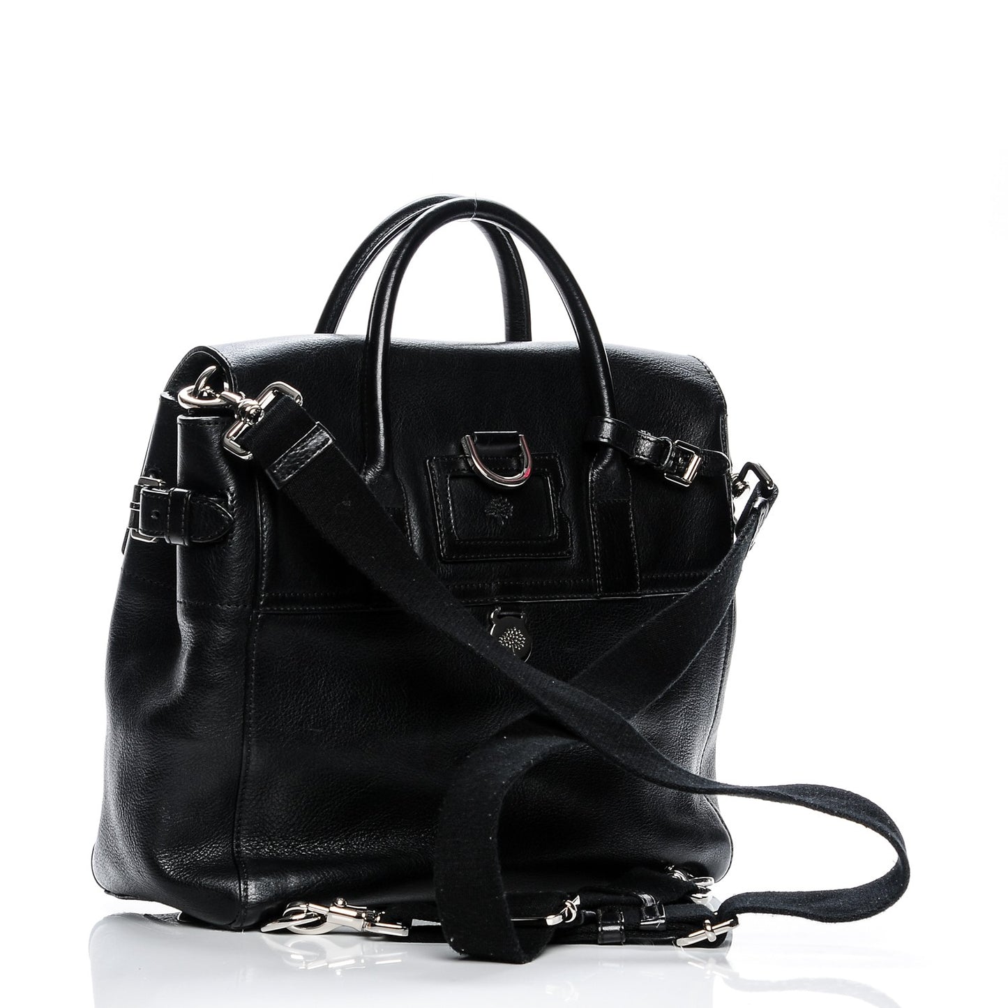 Natural Leather Cara Delevingne Convertible Satchel Black