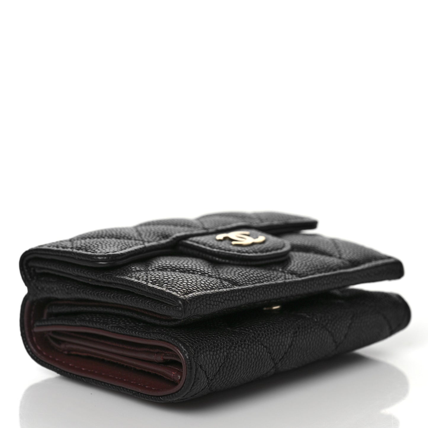 Caviar Quilted Double Flap Wallet Black
