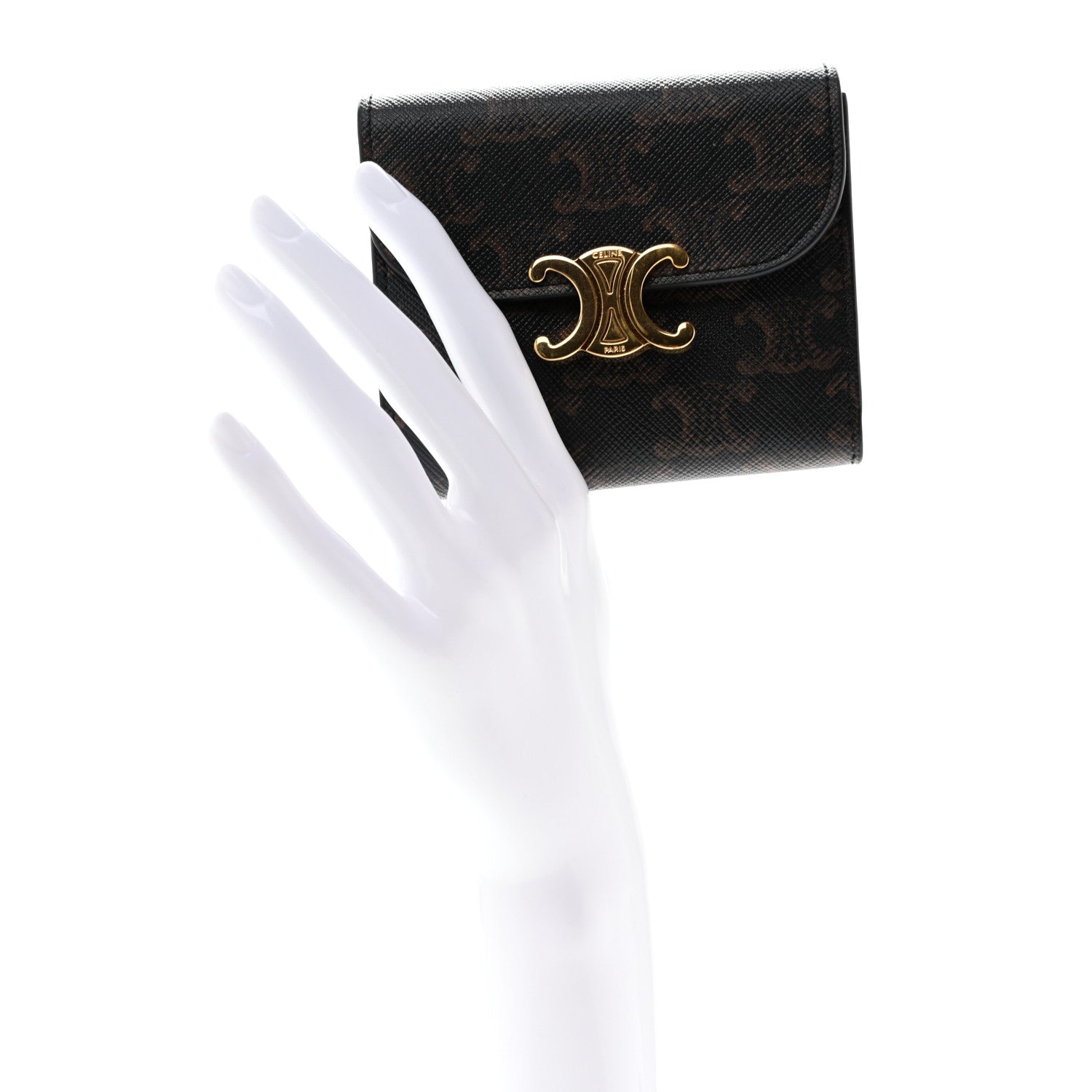 Celine Triomphe Canvas Small Triomphe Wallet Tan 2 of 7