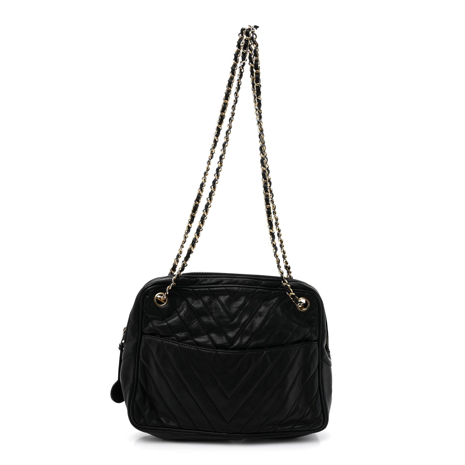 Chanel Lambskin Surpique Chevron Small Tote Black 1 of 14