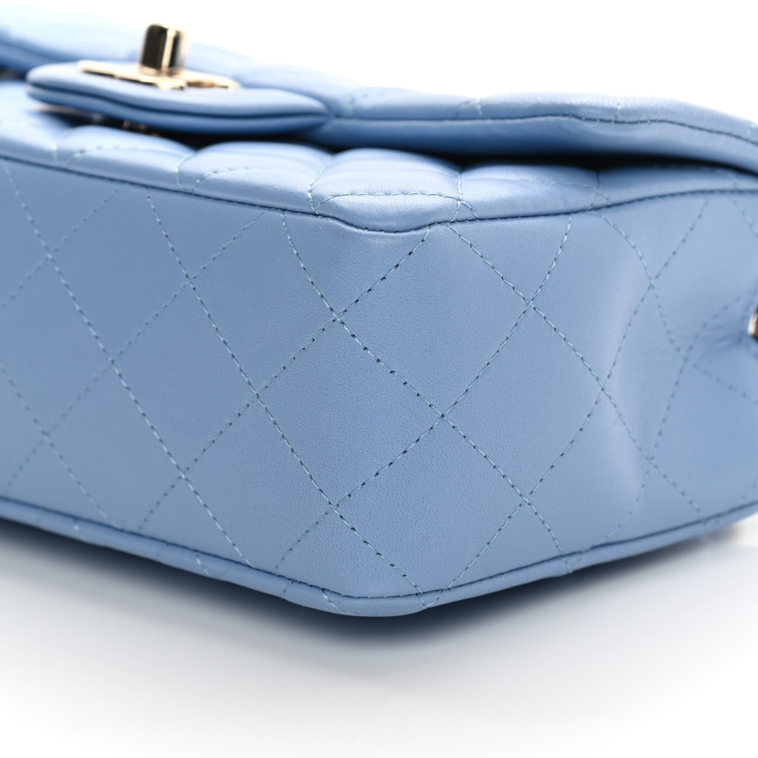 Chanel Lambskin Quilted Mini Rectangular Flap Light Blue 9 of 13