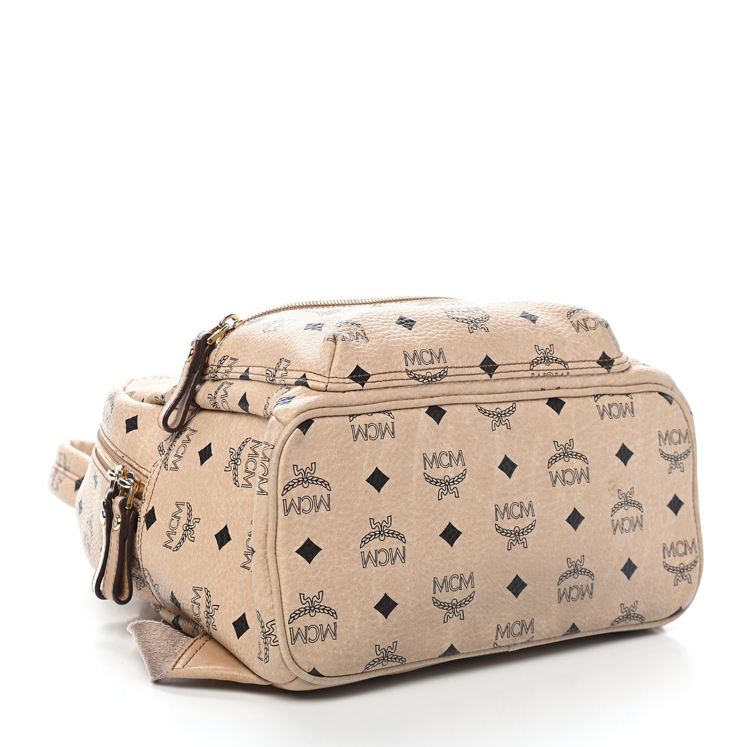 MCM Visetos Medium Studded Stark Backpack Beige 4 of 10