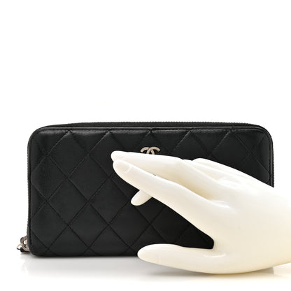 Chanel Lambskin Quilted Large Gusset Zip Around Wallet Black 2 of 11