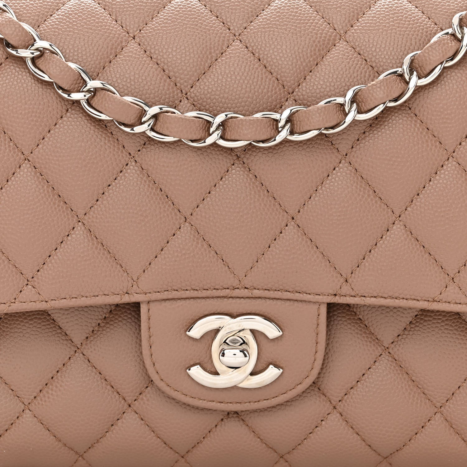 Chanel Caviar Quilted Medium Double Flap Beige 8 of 10