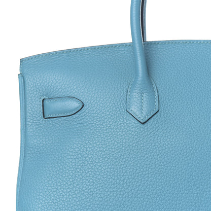 Hermes Taurillon Clemence Birkin 35 Turquoise 25 of 32