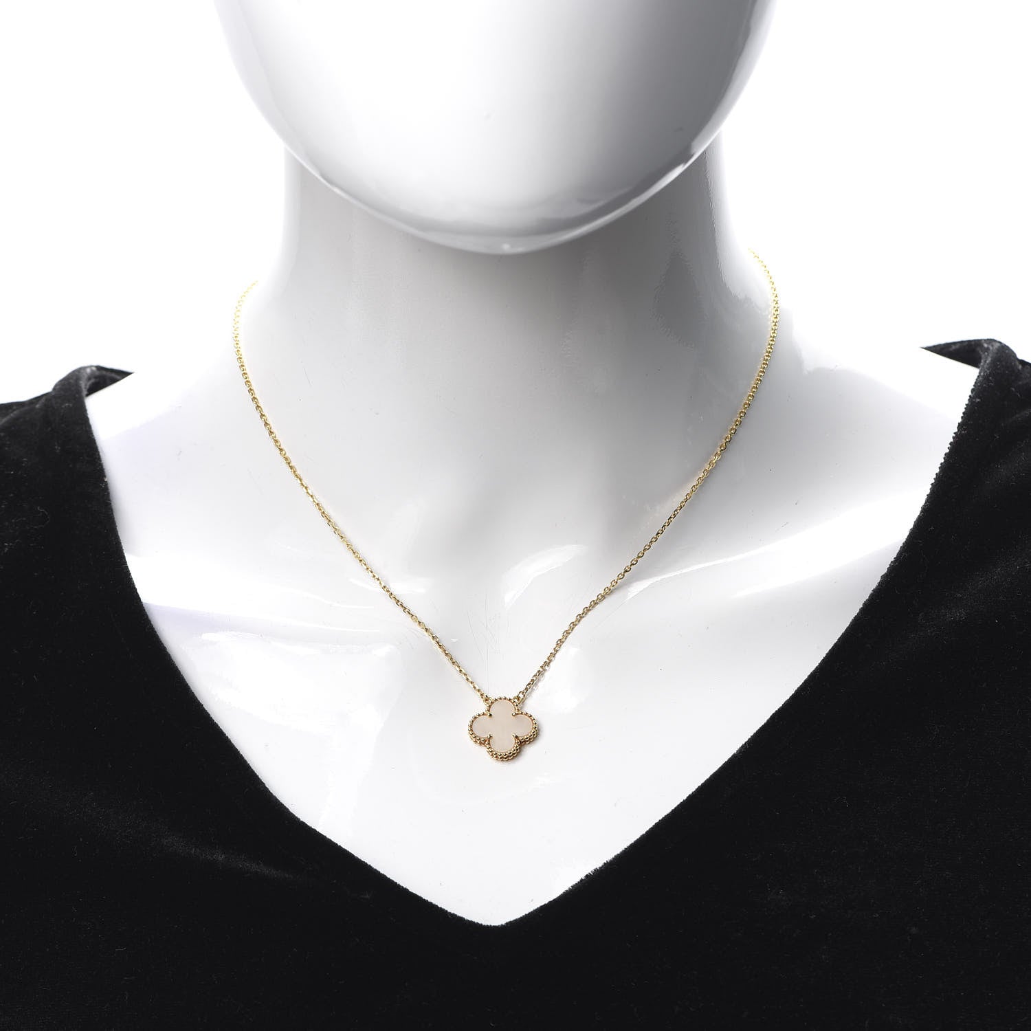 Van Cleef & Arpels 18K Yellow Gold Mother of Pearl Vintage Alhambra Pendant Necklace 2 of 5