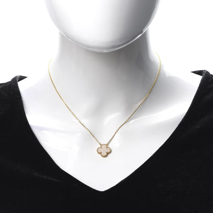 Van Cleef & Arpels 18K Yellow Gold Mother of Pearl Vintage Alhambra Pendant Necklace 2 of 5