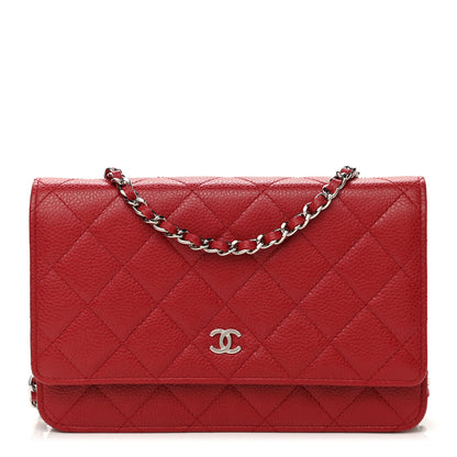 Chanel Caviar Quilted Wallet On Chain WOC Red 1 of 12