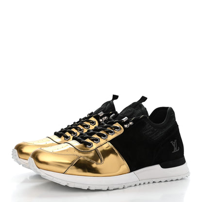 Louis Vuitton Metallic Patent Suede Run Away Sneakers 8 Black 3 of 11