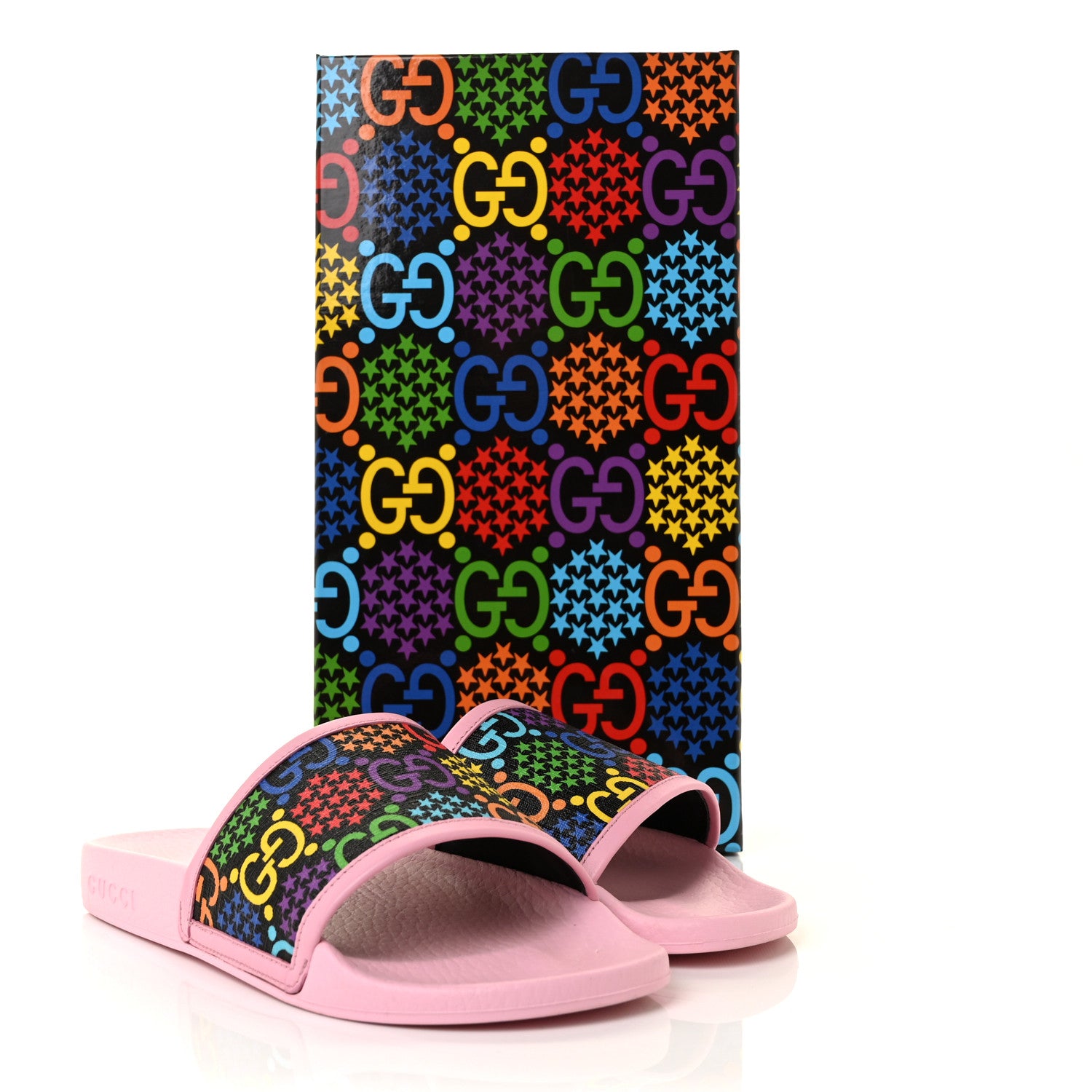 Gucci GG Supreme Monogram Psychedelic Slide Sandals 36 Black Multicolor Sugar Pink 8 of 8