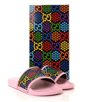 Gucci GG Supreme Monogram Psychedelic Slide Sandals 36 Black Multicolor Sugar Pink 8 of 8