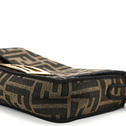 Fendi Fabric Jacquard FF 1974 Mini Baguette Tobacco Moro Black 10 of 11