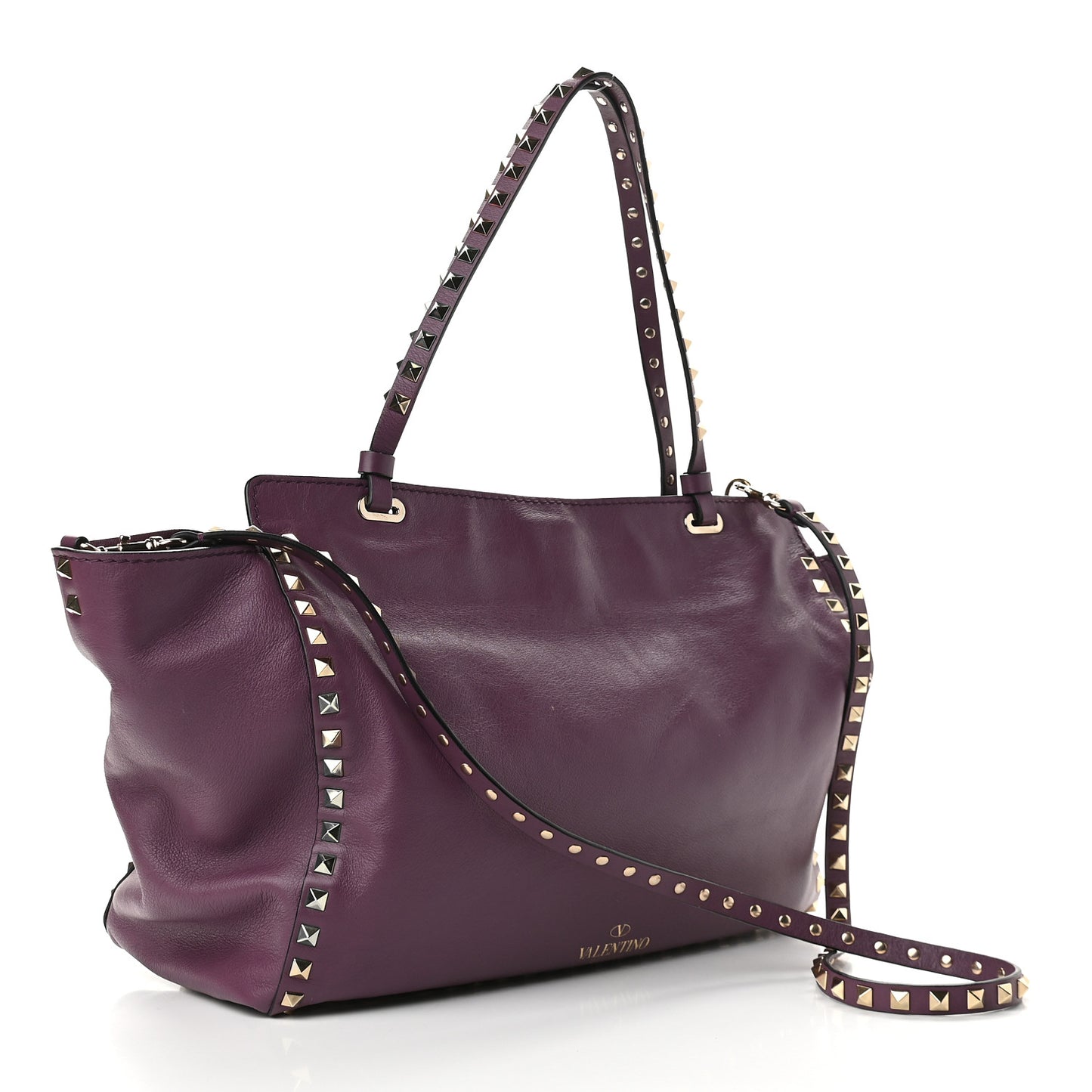Vitello Medium Rockstud Tote Purple