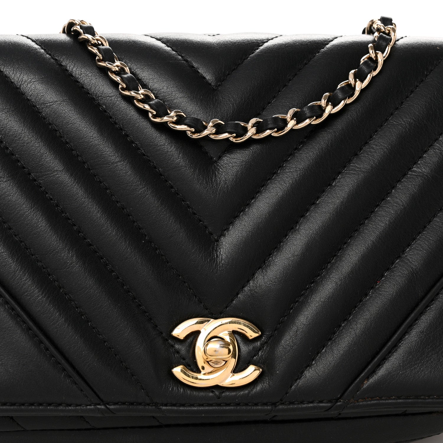 Chanel Calfskin Chevron Quilted Mini Statement Flap Black 8 of 11