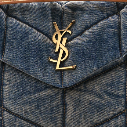 Saint Laurent Denim Quilted Small Loulou Puffer Monogram Chain Satchel Blue Cinnamon 8 of 10