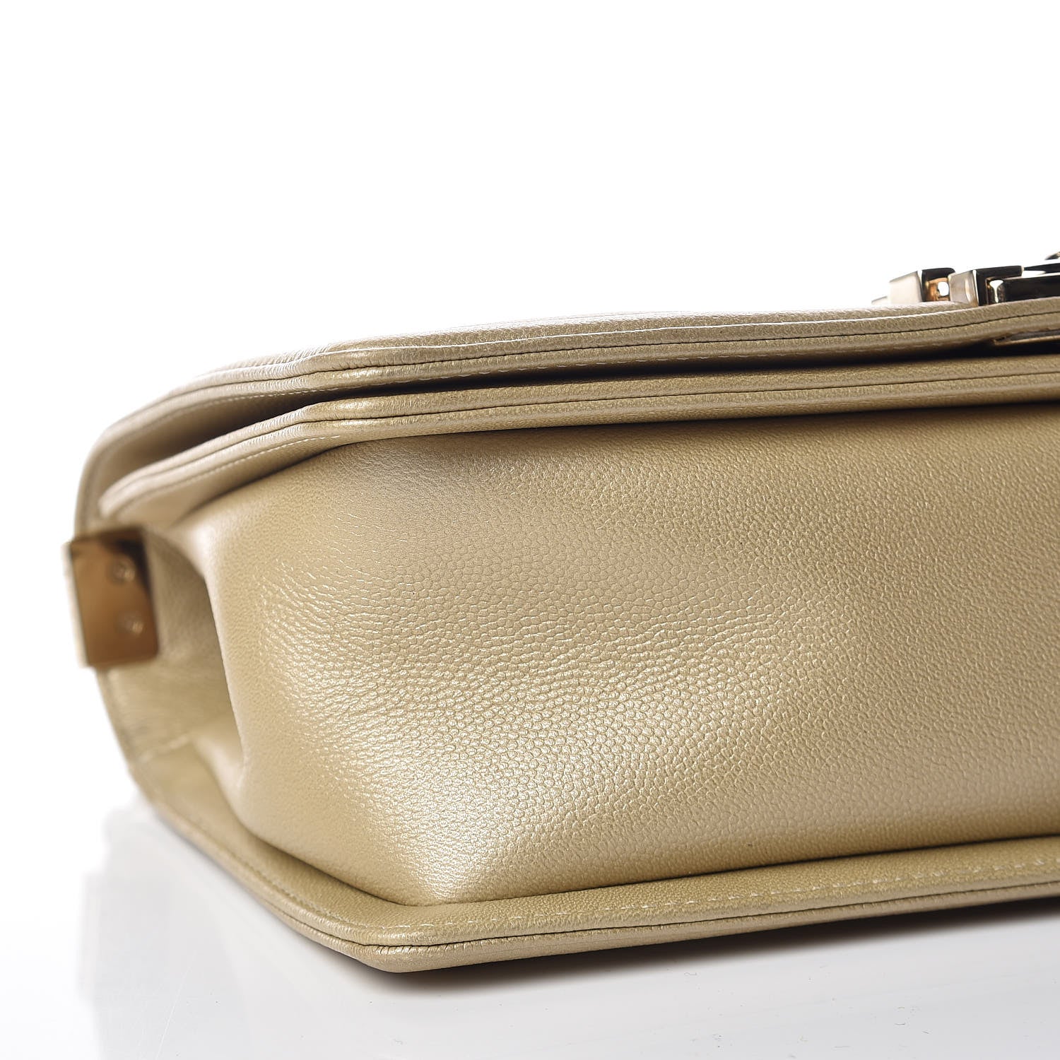 Chanel Pearly Caviar Quilted Medium Boy Flap Light Gold 11 of 12
