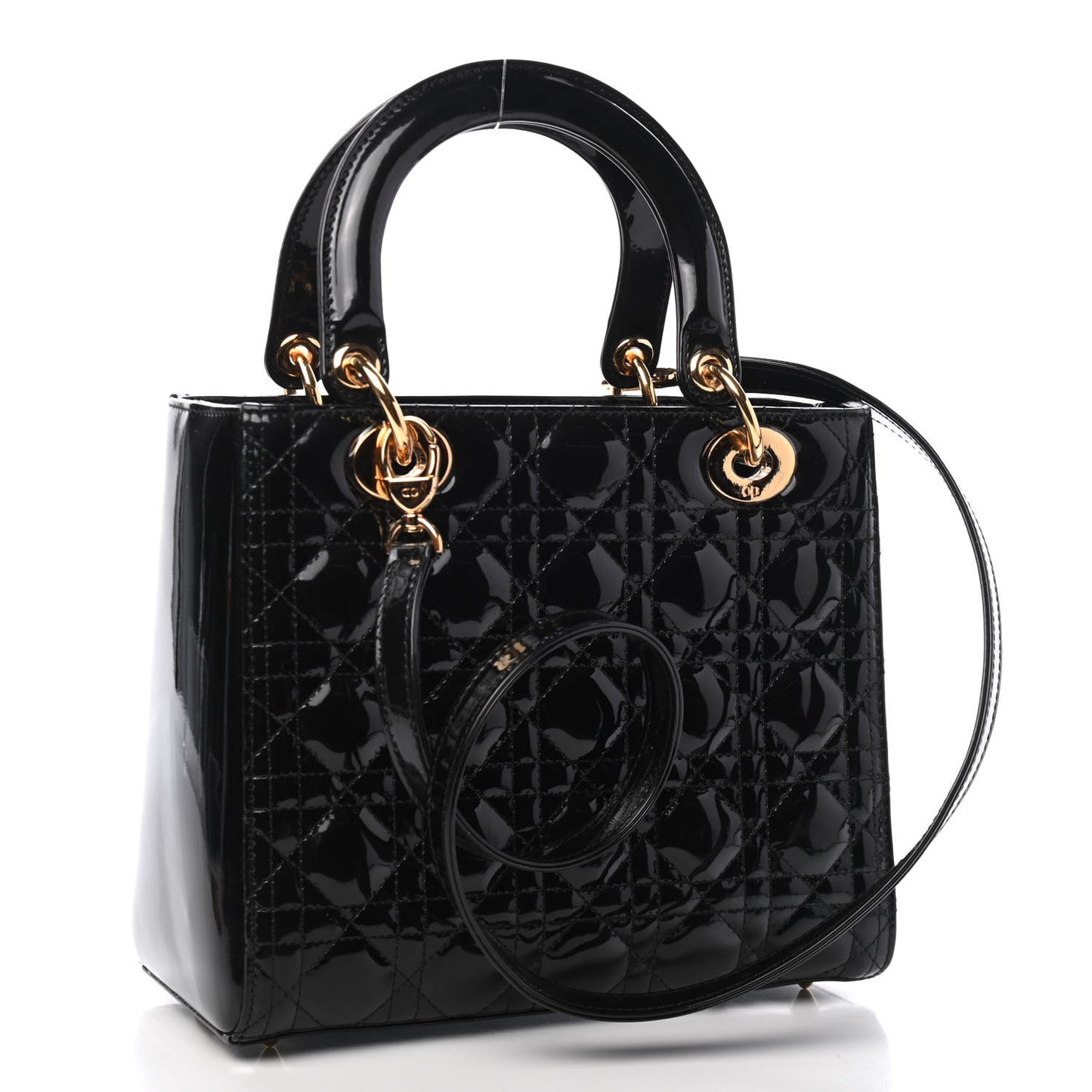 Patent Cannage Medium Lady Dior Black