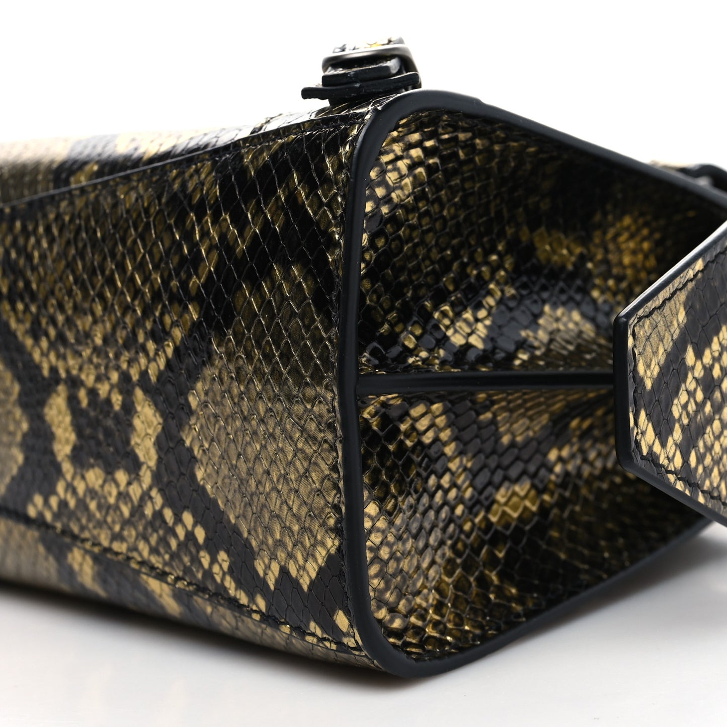 Grained Calfskin Snake Effect Neo Classic Silver Hardware Mini City Gold Black