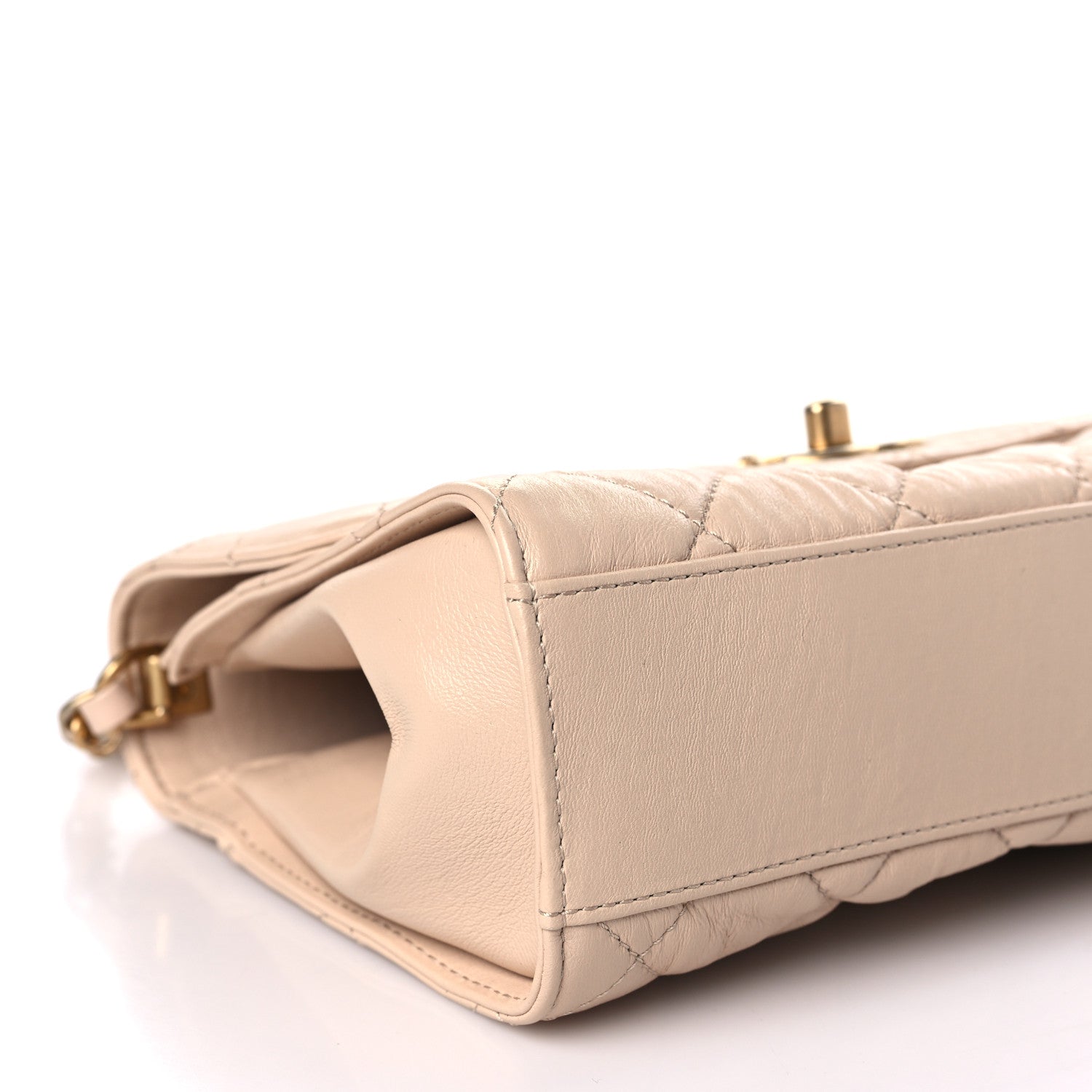 Chanel Crumpled Lambskin Quilted Small CC Links Top Handle Flap Beige 8 of 9