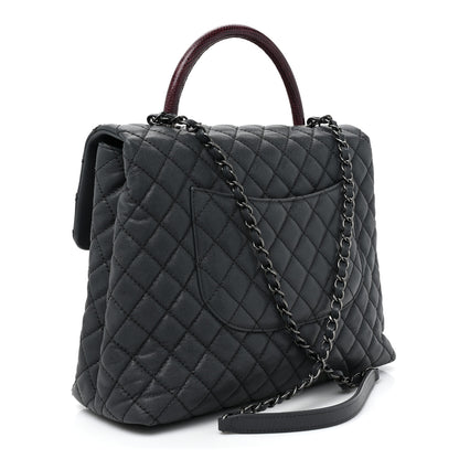Chanel Caviar Lizard Quilted Large Coco Handle Flap Grey 3 of 16