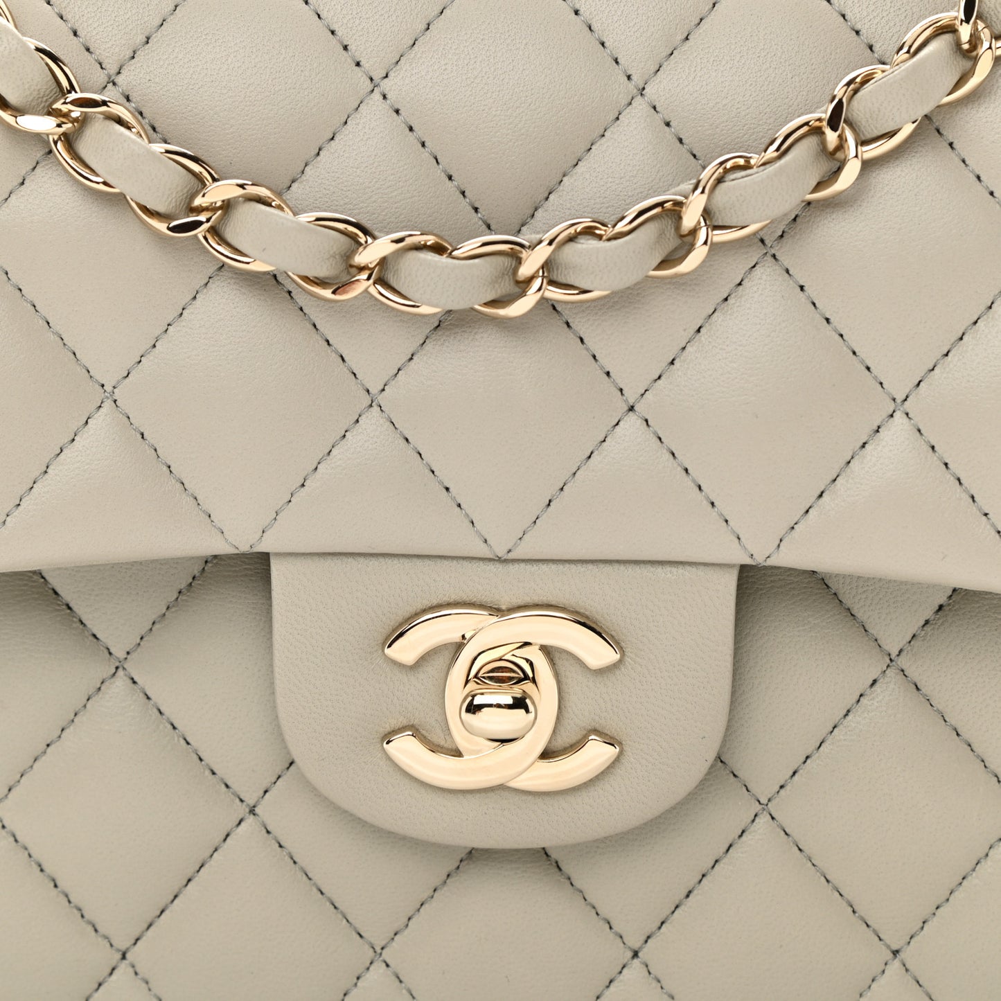 Lambskin Quilted Small Double Flap Grey