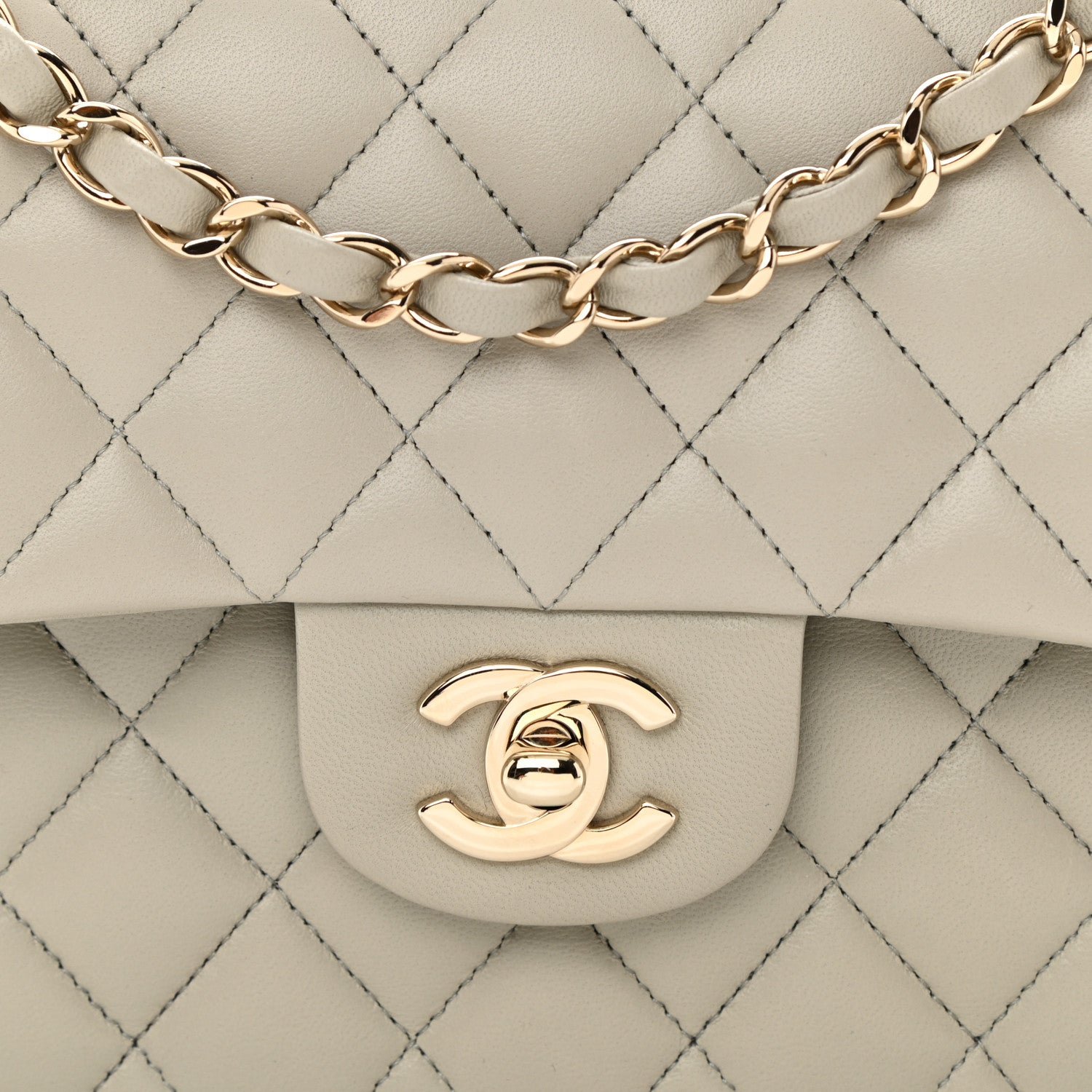 Chanel Lambskin Quilted Small Double Flap Grey 8 of 11