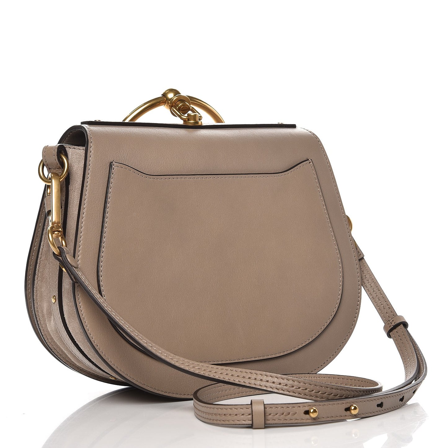 Calfskin Suede Medium Nile Bracelet Bag Motty Grey