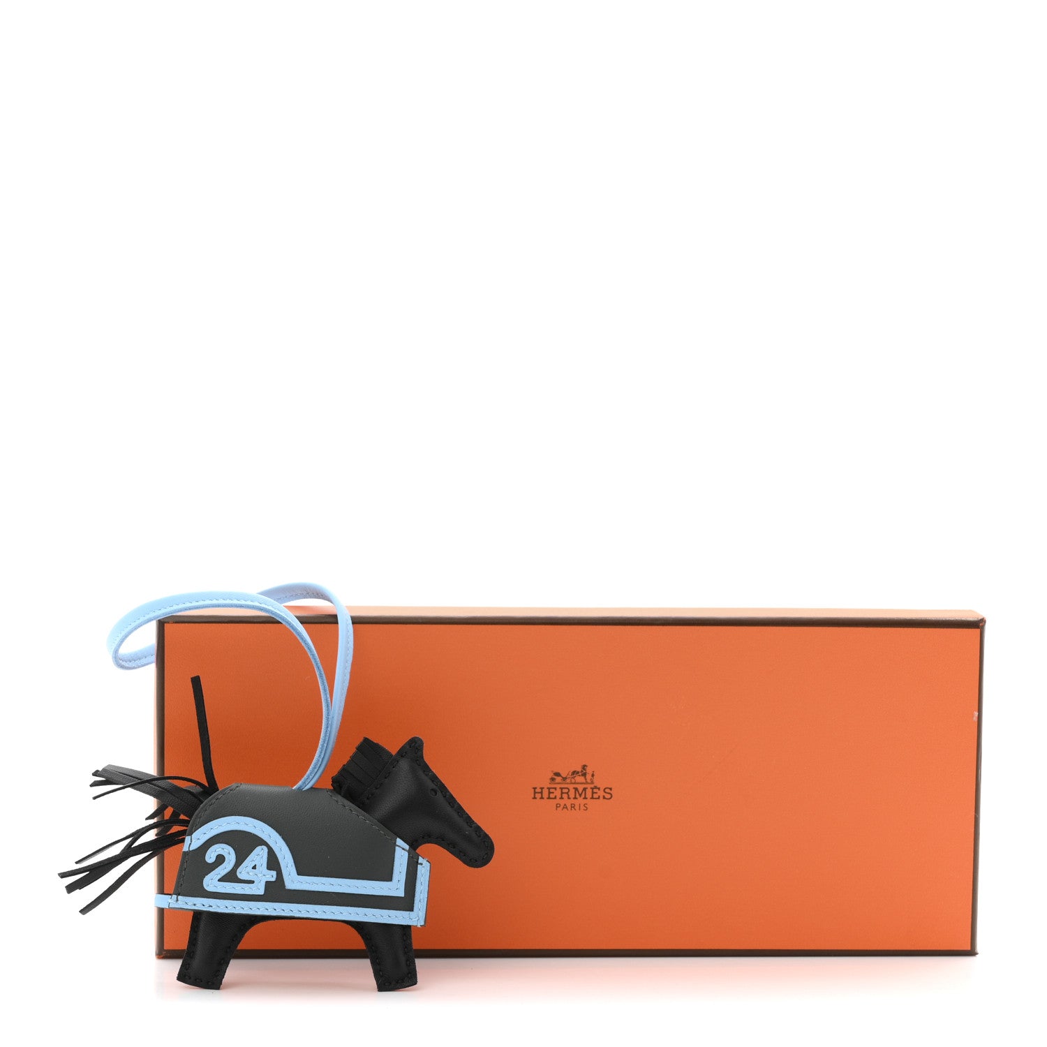 Hermes Milo Lambskin Grigri Rodeo Robeo 24 Bag Charm PM Black Vert Mangrove Celeste 5 of 5