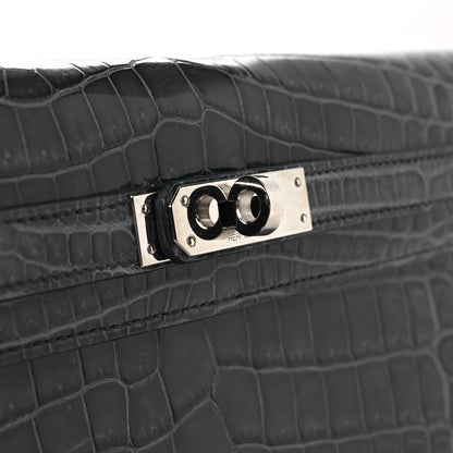 Hermes Shiny Niloticus Crocodile Kelly Elan Pochette Bleu Tempete 21 of 26