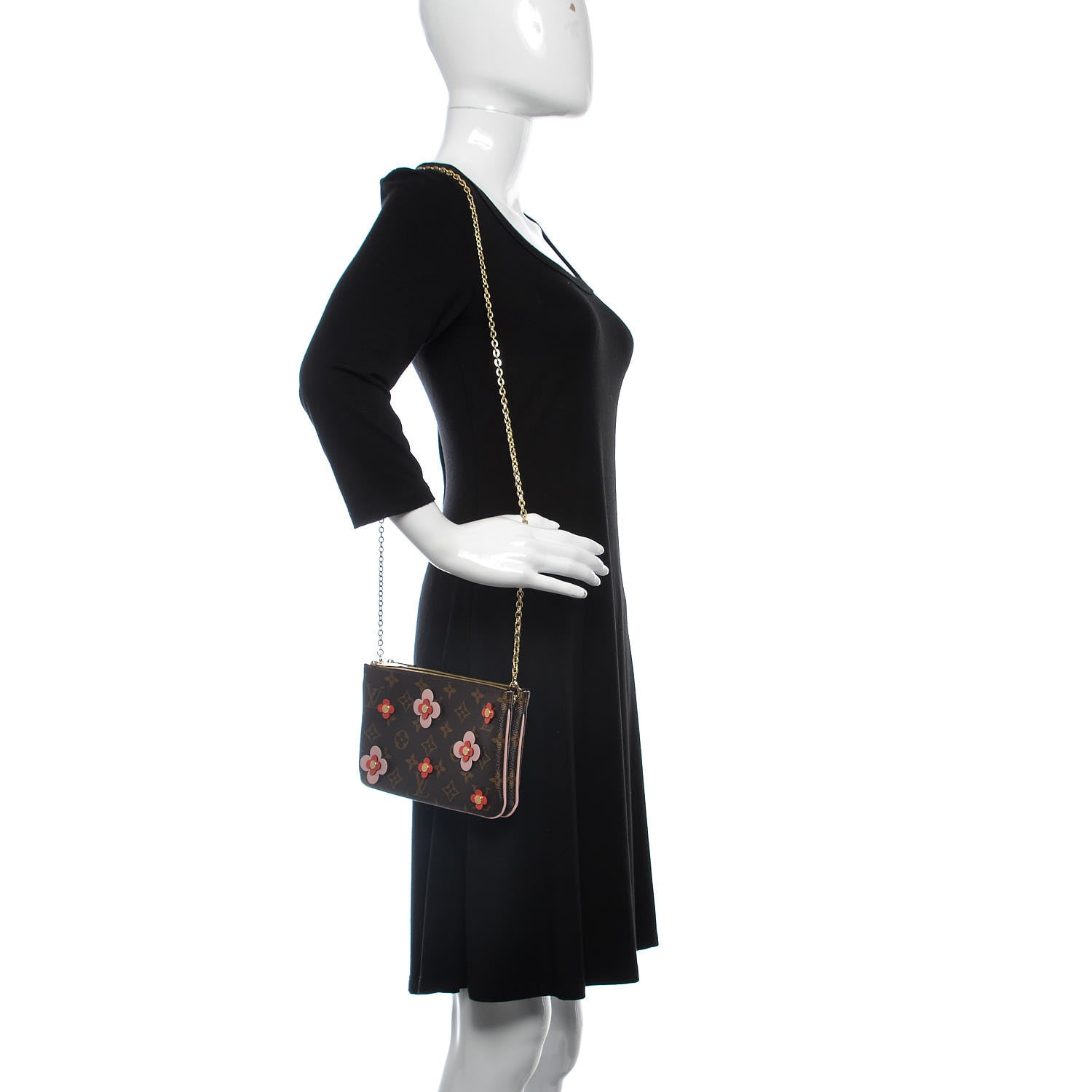 Louis Vuitton Monogram Blooming Flowers Double Zip Pochette 2 of 9