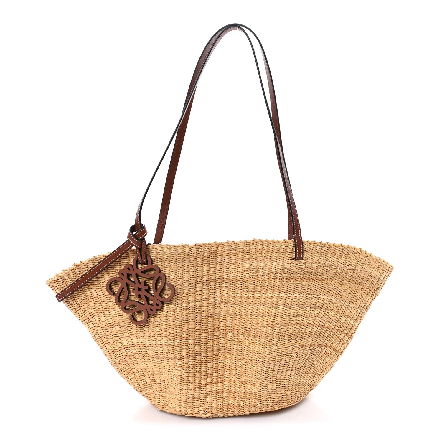 Loewe Calfskin Raffia Paulas Ibiza Small Basket Tote Bag Natural Pecan 1 of 10