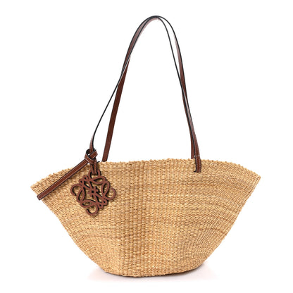 Loewe Calfskin Raffia Paulas Ibiza Small Basket Tote Bag Natural Pecan 1 of 10