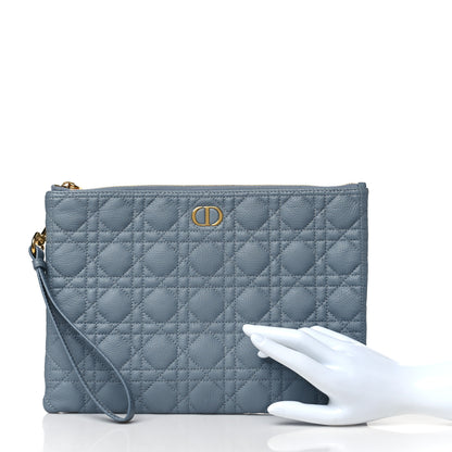Christian Dior Supple Calfskin Cannage Large Caro Daily Pouch Cloud Blue 2 of 11