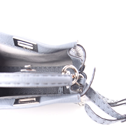 Fendi Calfskin Romano Elaphe Lace Up Selleria Mini Peekaboo Iconic Satchel Light Blue 4 of 9