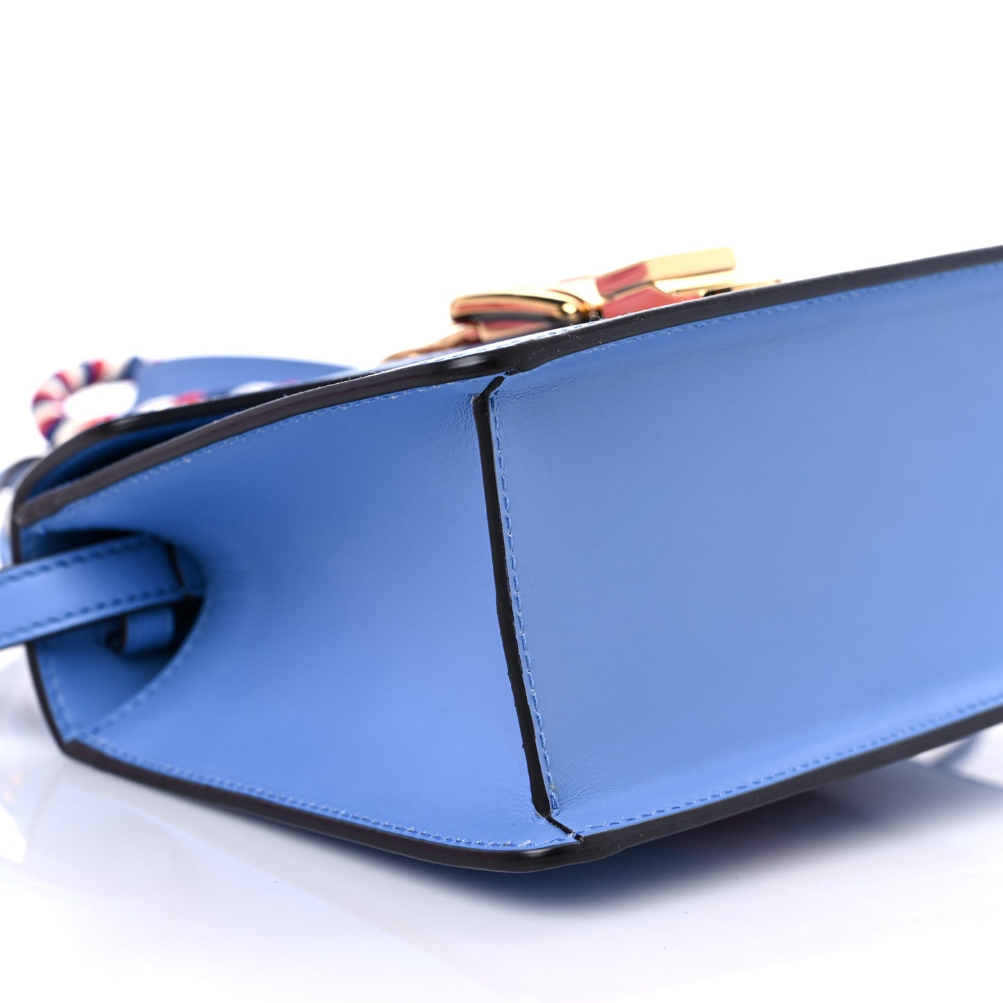 Vitello Fontanella Web Mini Sylvie Top Handle Bag Clear Sky Blue