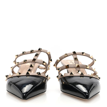 Valentino Garavani Patent Rockstud 50mm Cage Mules 39.5 Black Poudre 3 of 8