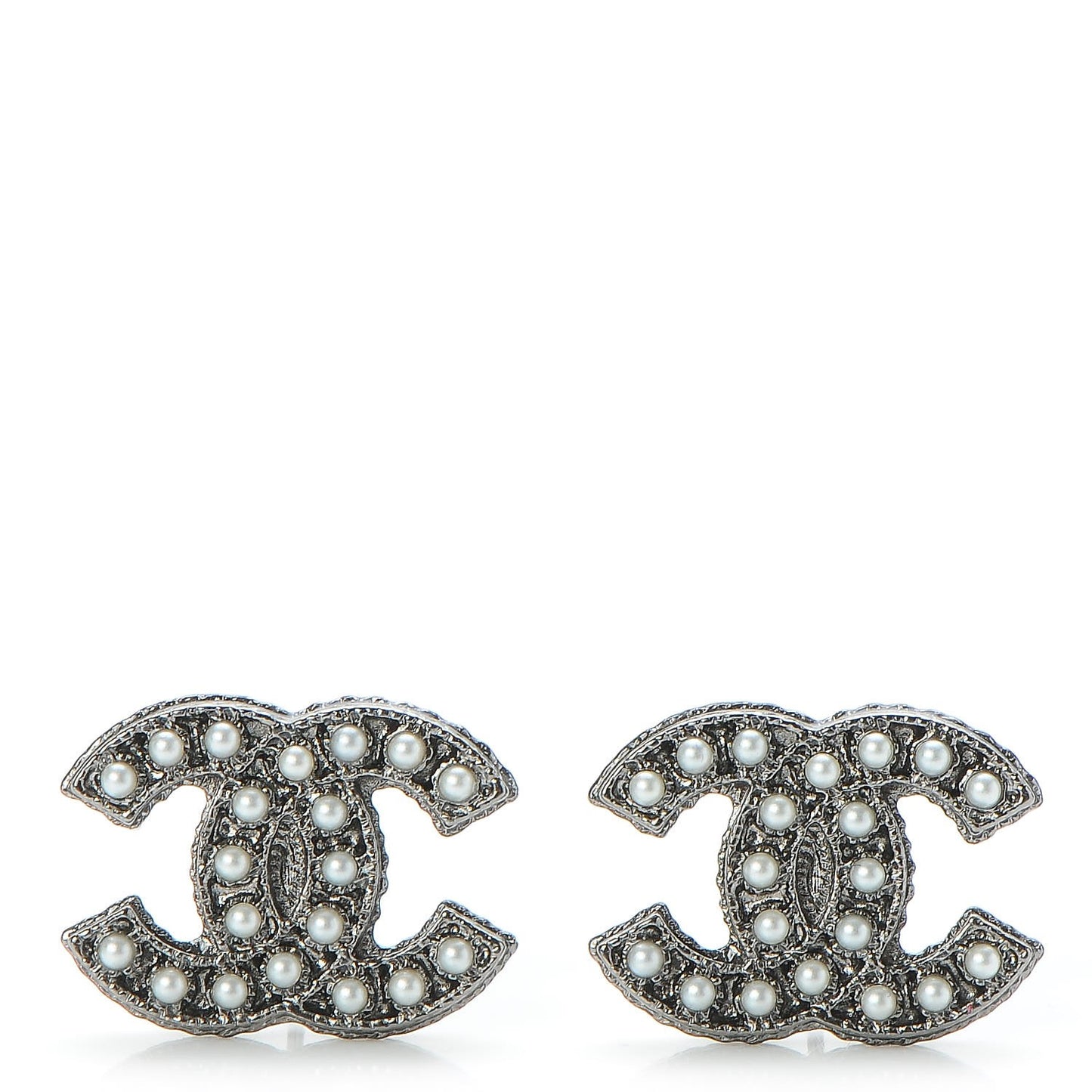 Pearl CC Earrings Dark Silver