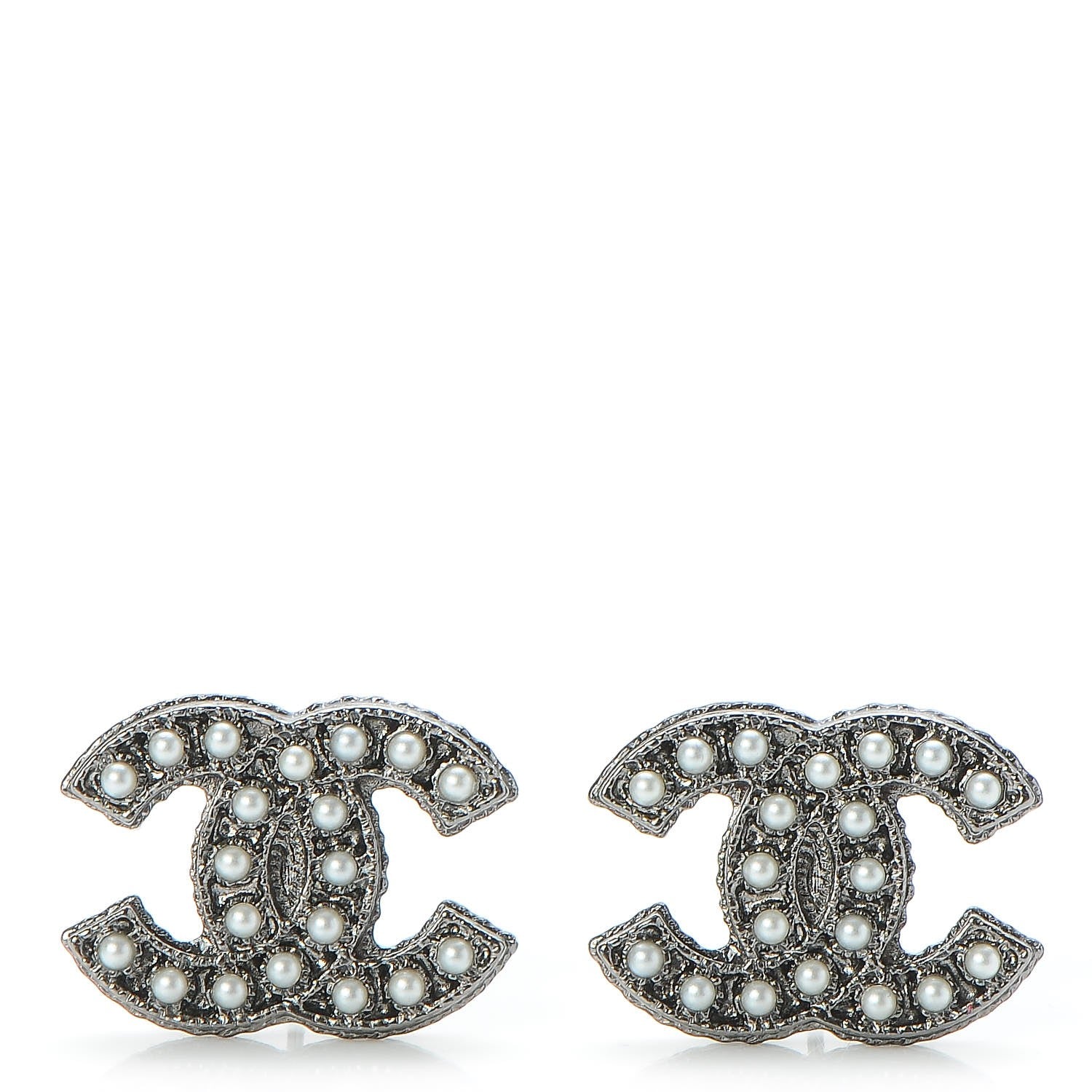 Chanel Pearl CC Earrings Dark Silver 1 of 4