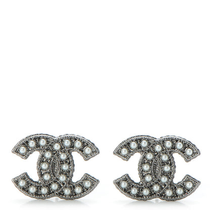 Chanel Pearl CC Earrings Dark Silver 1 of 4