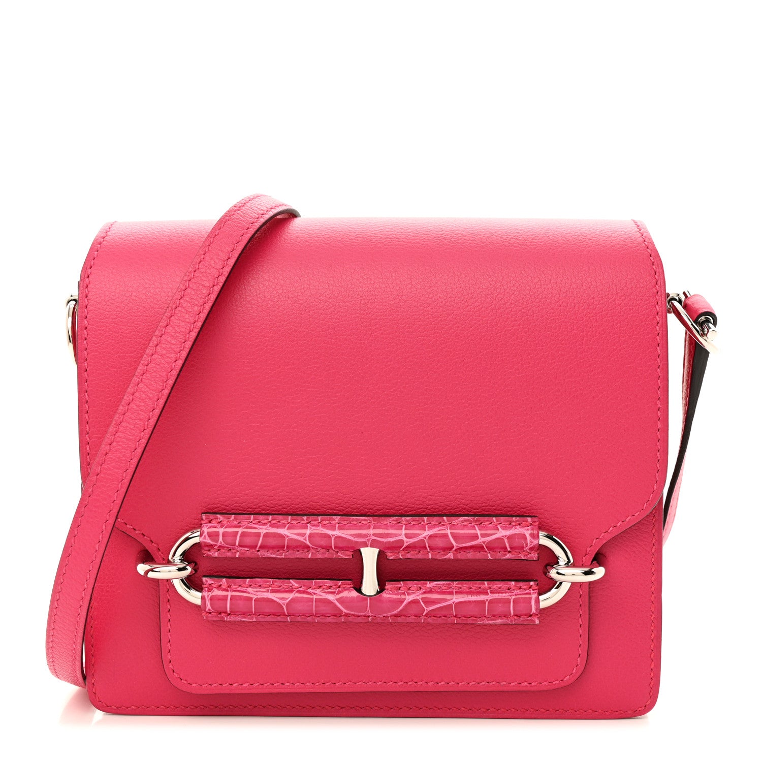 Hermes Evercolor Matte Alligator Mini Touch Sac Roulis Rose Mexico 1 of 11