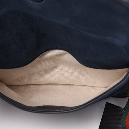Gucci Suede Web Small Neo Vintage Double Flap Messenger Bag Blue 6 of 17