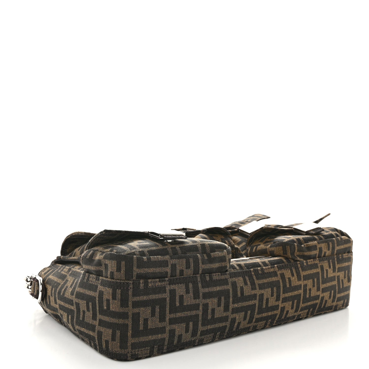 Fendi Fabric Jacquard FF 1974 Maxi Multipocket Baguette Tobacco Moro Black 4 of 11