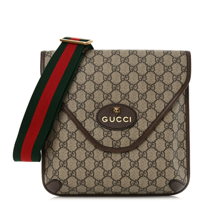 Gucci GG Supreme Monogram Web Medium Neo Vintage Flap Messenger Bag Beige New Acero 1 of 9
